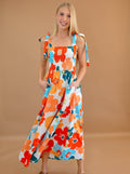 Self Tied Straps Smocked Bust Maxi Dress